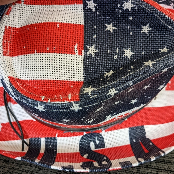 New Patriotic Western USA Flag Paper Braid Cowboy Hat main image 4